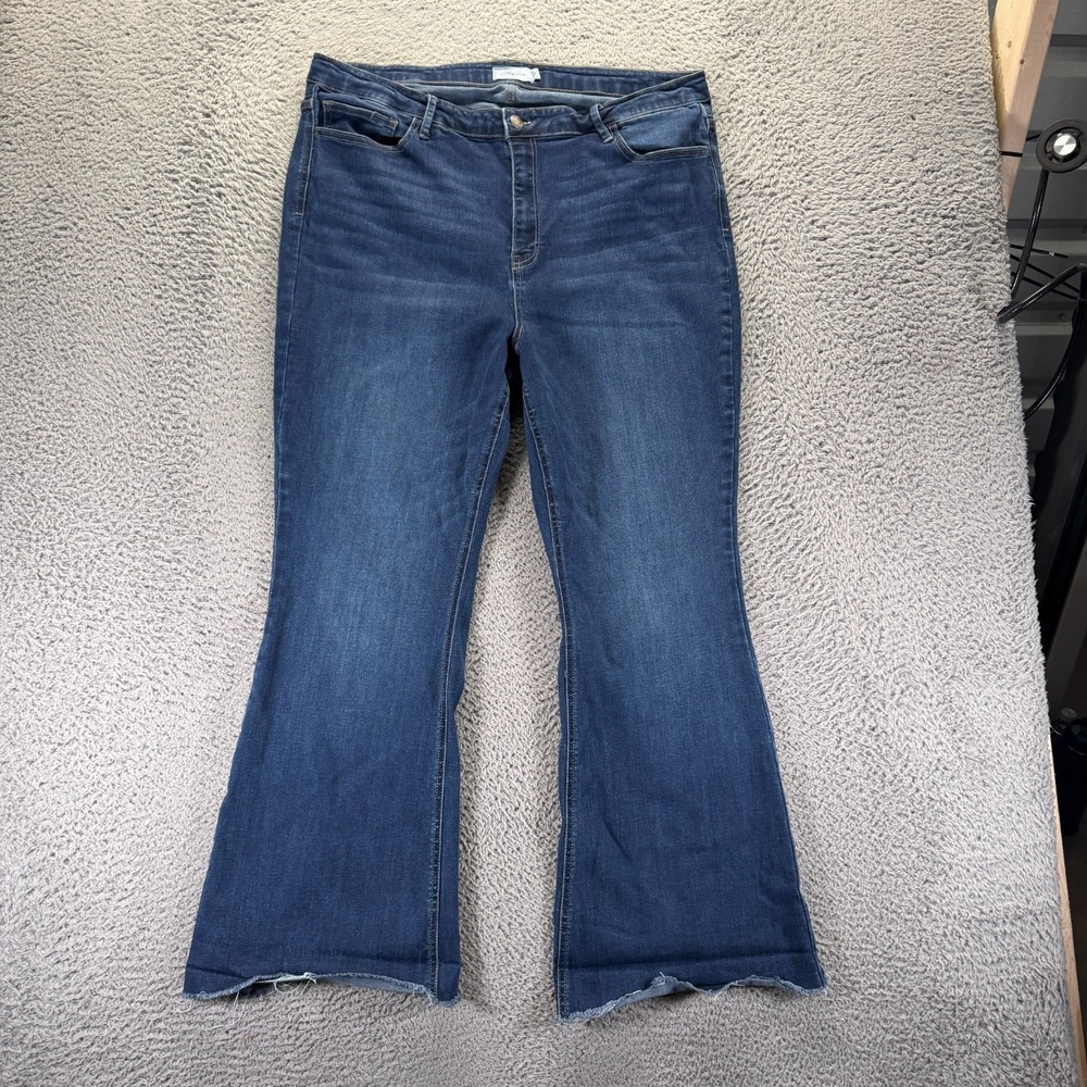Jelly Jeans Womens 22 Blue Cotton Denim Flared Faded Workwear Travel Stretch